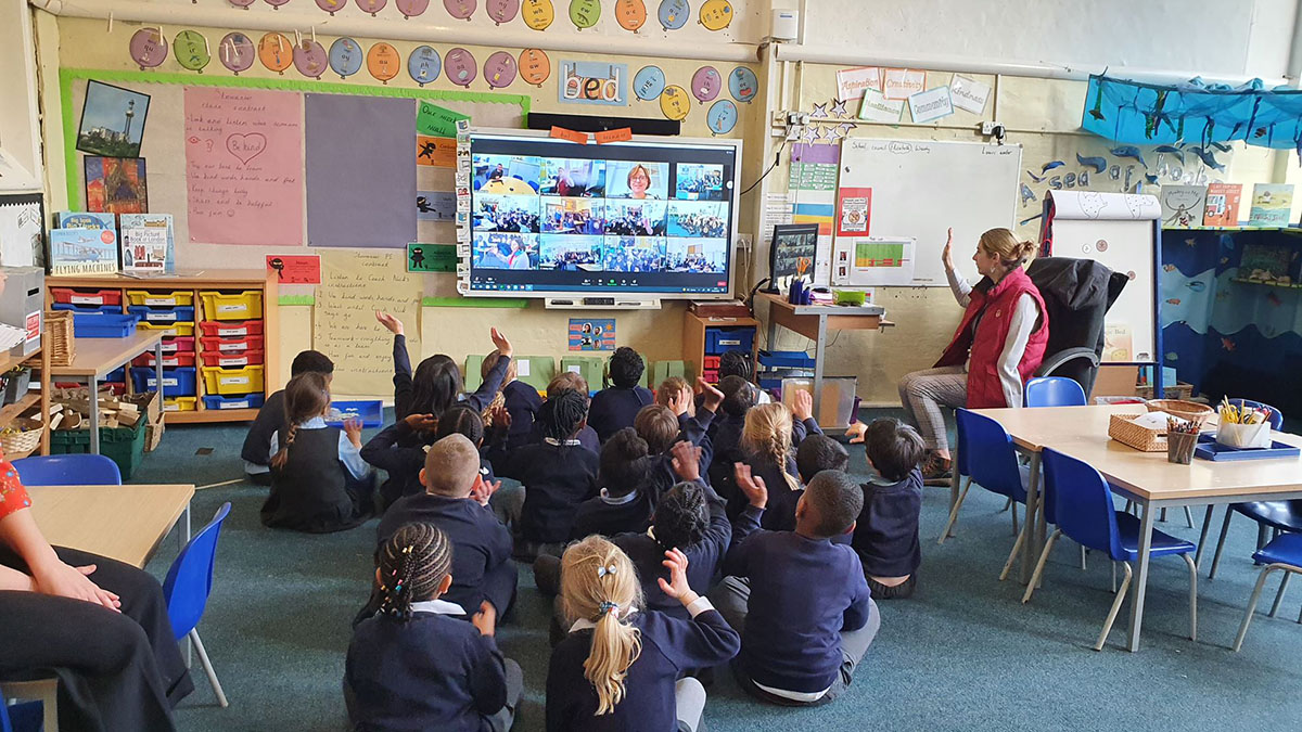 Dame Melanie Dawes addresses pupils at St John's and St Clement's Primary School in south east London. Dame Melanie Dawes addresses pupils at St John's and St Clement's Primary School in south east London.
