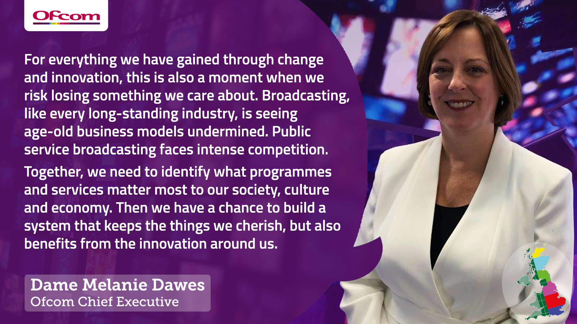 An excerpt from Dame Melanie Dawes' address to launch the Small Screen: Big Debate 2020 event